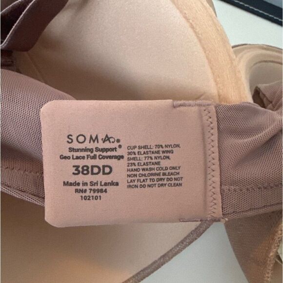 Soma Stunning Support Geo Lace Full Coverage Bra 38DD - Picture 3 of 3